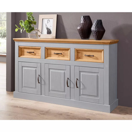 UNICORN Dresser wall unit country solid pine gray brown white Width 145 cm Depth 38 cm Height 87 cm