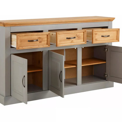 UNICORN Dresser wall unit country solid pine gray brown white Width 145 cm Depth 38 cm Height 87 cm