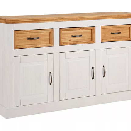 UNICORN Dresser wall unit country solid pine gray brown white Width 145 cm Depth 38 cm Height 87 cm