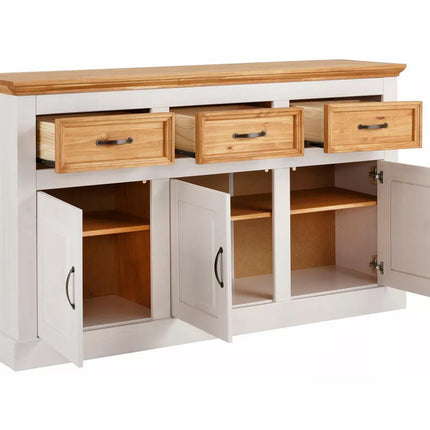 UNICORN Dresser wall unit country solid pine gray brown white Width 145 cm Depth 38 cm Height 87 cm