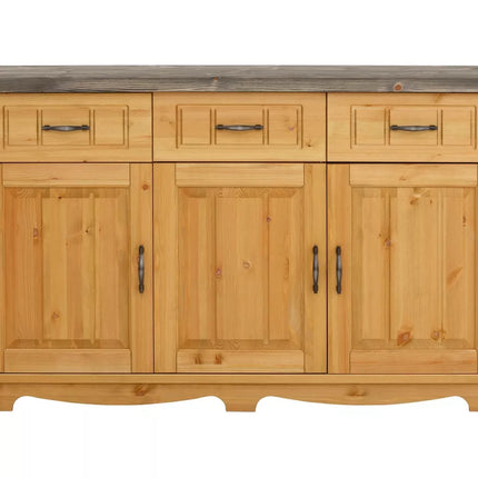 UNICORN Dresser wall unit country solid brown white Width 148 cm Depth 37 cm Height 91 cm