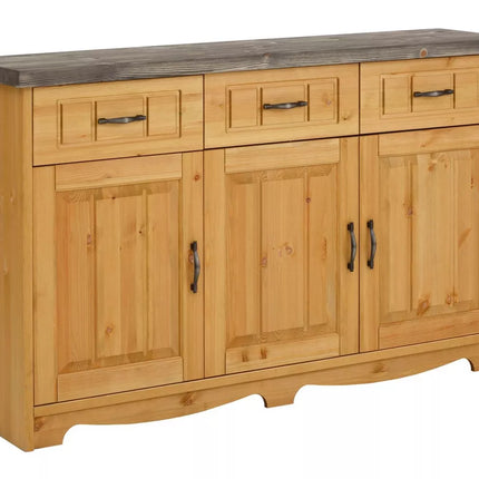 UNICORN Dresser wall unit country solid brown white Width 148 cm Depth 37 cm Height 91 cm