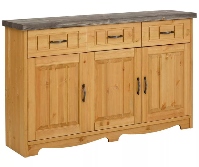 UNICORN Dresser wall unit country solid brown white Width 148 cm Depth 37 cm Height 91 cm