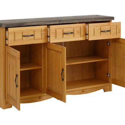 UNICORN Dresser wall unit country solid brown white Width 148 cm Depth 37 cm Height 91 cm