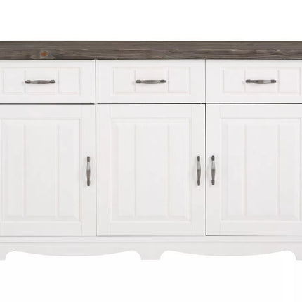 UNICORN Dresser wall unit country solid brown white Width 148 cm Depth 37 cm Height 91 cm
