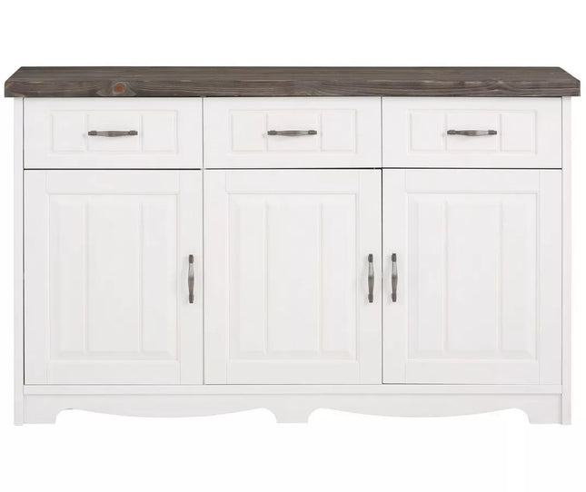 UNICORN Dresser wall unit country solid brown white Width 148 cm Depth 37 cm Height 91 cm