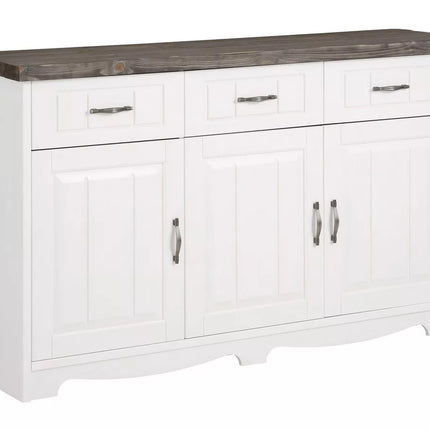 UNICORN Dresser wall unit country solid brown white Width 148 cm Depth 37 cm Height 91 cm