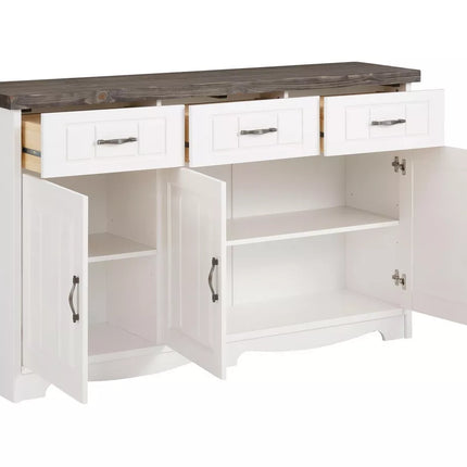 UNICORN Dresser wall unit country solid brown white Width 148 cm Depth 37 cm Height 91 cm
