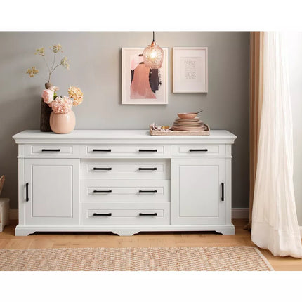UNICORN Dresser wall unit country solid white Width 186 cm Depth 45 cm Height 84 cm