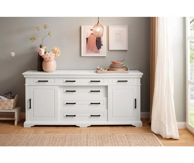 UNICORN Dresser wall unit country solid white Width 186 cm Depth 45 cm Height 84 cm