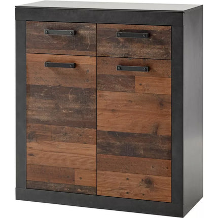 UNICORN Dresser wall unit rural modern brown matt black Width 92 cm Depth 42 cm Height 104 cm