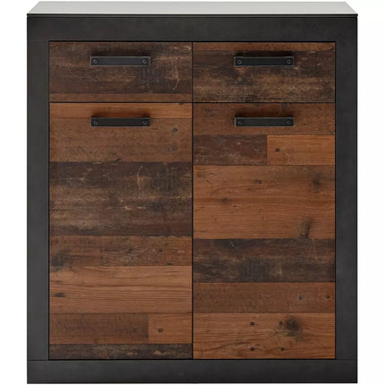 UNICORN Dresser wall unit rural modern brown matt black Width 92 cm Depth 42 cm Height 104 cm