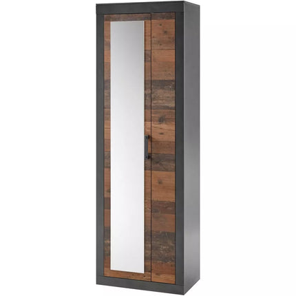 UNICORN Wardrobe modern brown matt black with mirror Width 65 cm Depth 42 cm Height 201 cm