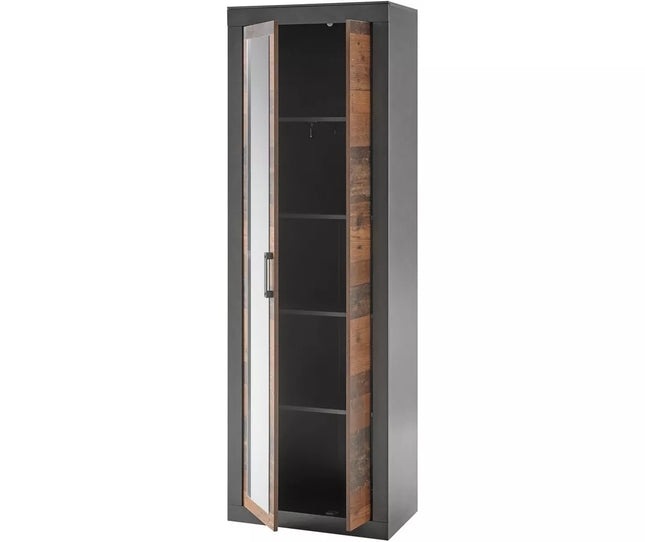 UNICORN Wardrobe modern brown matt black with mirror Width 65 cm Depth 42 cm Height 201 cm