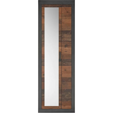 UNICORN Wardrobe modern brown matt black with mirror Width 65 cm Depth 42 cm Height 201 cm