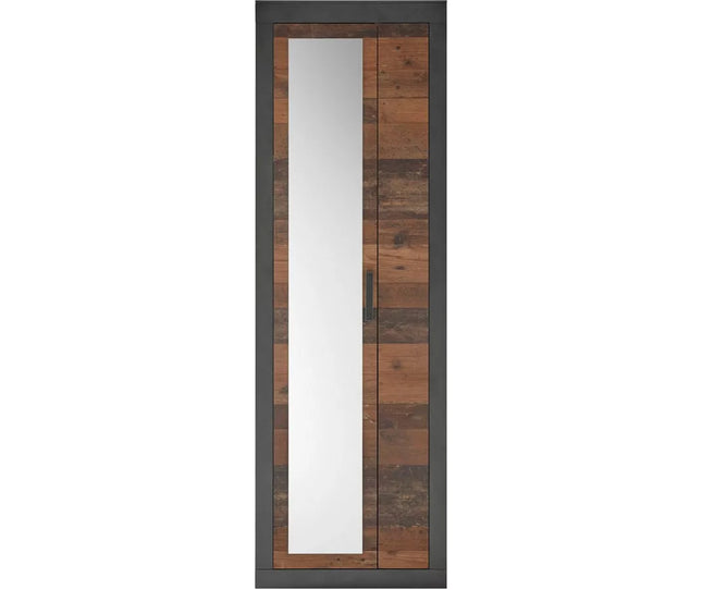 UNICORN Wardrobe modern brown matt black with mirror Width 65 cm Depth 42 cm Height 201 cm