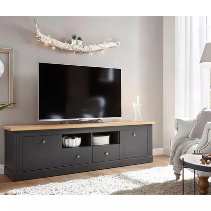 UNICORN TV furniture wall unit country white brown dark gray Width 180 cm Depth 41 cm Height 52 cm