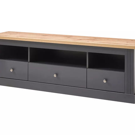 UNICORN TV furniture wall unit white brown dark gray country look Width 160 cm Depth 40 cm Height 52 cm