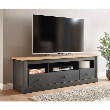 UNICORN TV furniture wall unit white brown dark gray country look Width 160 cm Depth 40 cm Height 52 cm