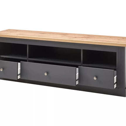 UNICORN TV furniture wall unit white brown dark gray country look Width 160 cm Depth 40 cm Height 52 cm