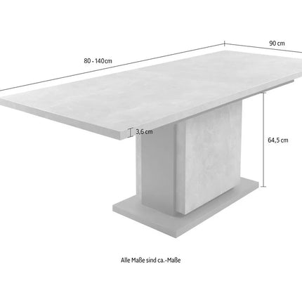 UNICORN Dining table color gray Width 140 cm Depth 90 cm Height 75 cm