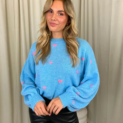 UNICORN Women's sweater hearts light blue m