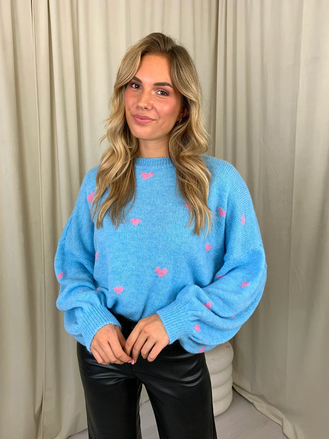 UNICORN Women's sweater hearts light blue m