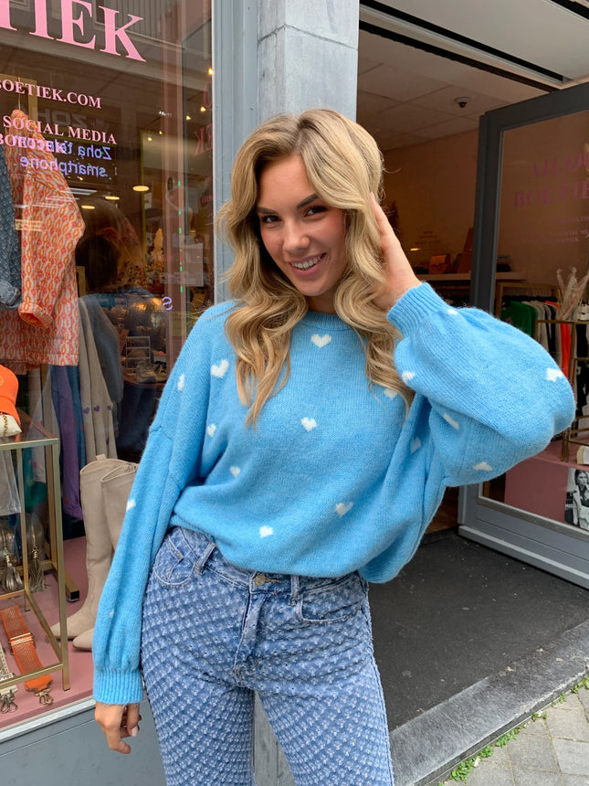 UNICORN Women's knitted sweater heart pattern light blue m