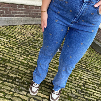 UNICORN Women's jeans blue with hearts xs s m l xl