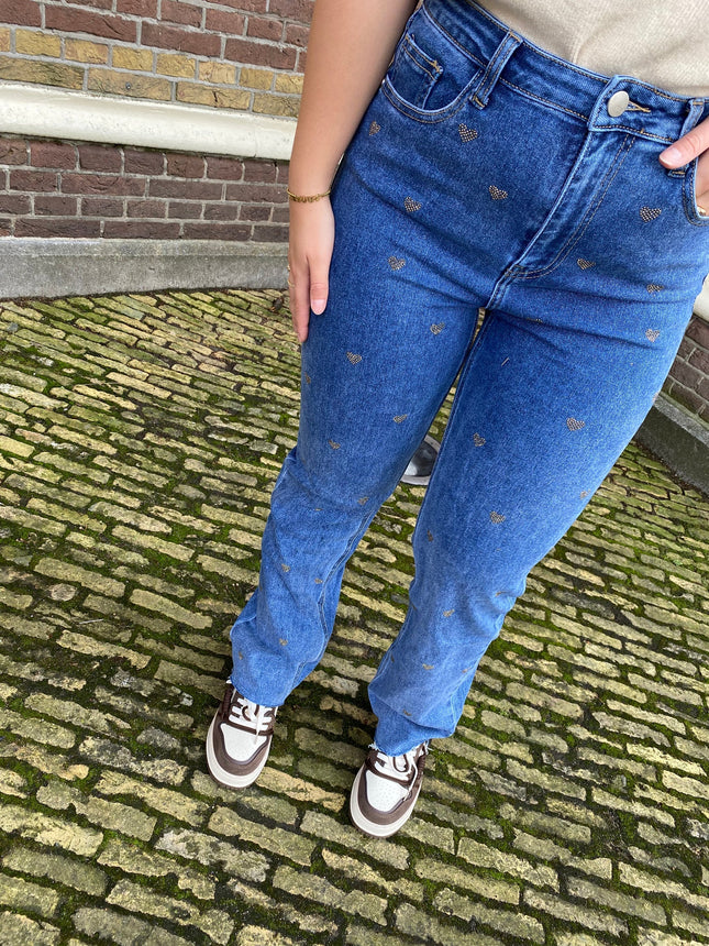 UNICORN Women's jeans blue with hearts xs s m l xl
