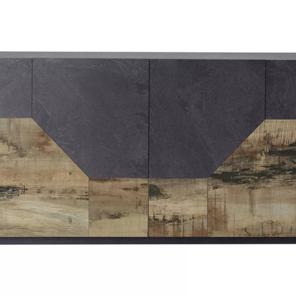 UNICORN Sideboard wall unit modern high-gloss white oak light brown matt dark gray Width 160 cm Depth 43 cm Height 86 cm