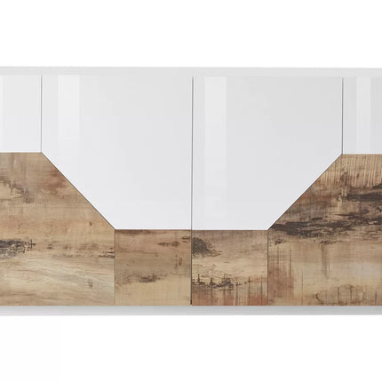 UNICORN Sideboard wall unit modern high-gloss white oak light brown matt dark gray Width 160 cm Depth 43 cm Height 86 cm
