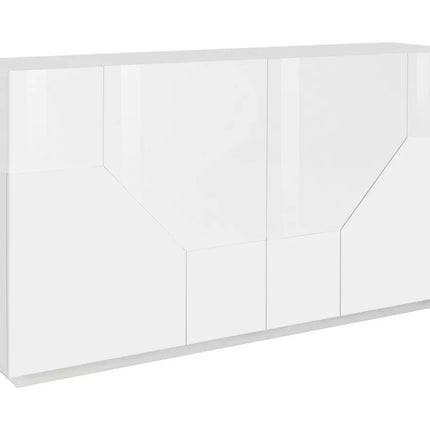 UNICORN Sideboard wall unit modern high-gloss white oak light brown matt dark gray Width 160 cm Depth 43 cm Height 86 cm