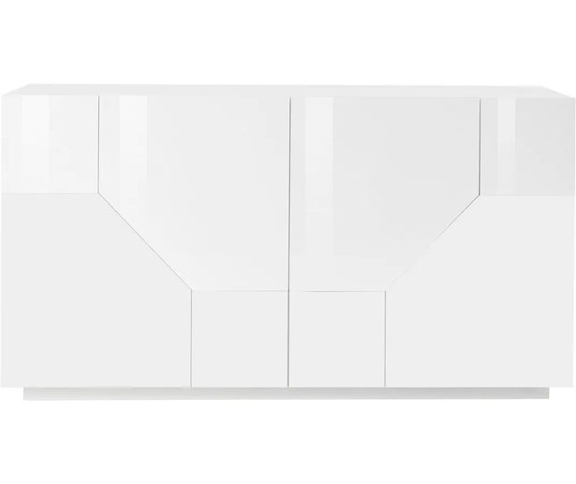 UNICORN Sideboard wall unit modern high-gloss white oak light brown matt dark gray Width 160 cm Depth 43 cm Height 86 cm