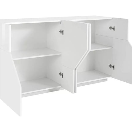 UNICORN Sideboard wall unit modern high-gloss white oak light brown matt dark gray Width 160 cm Depth 43 cm Height 86 cm