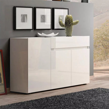 UNICORN TV furniture wall unit high-gloss white Width 135 cm Depth 38 cm Height 80 cm