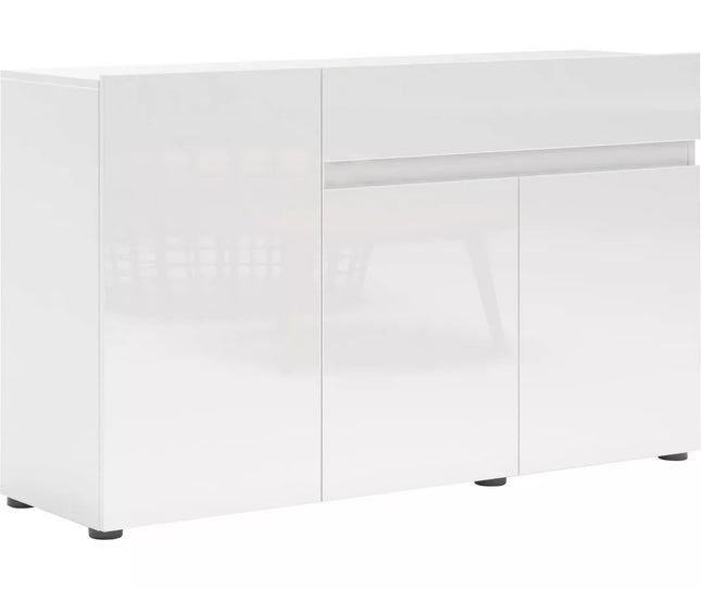 UNICORN TV furniture wall unit high-gloss white Width 135 cm Depth 38 cm Height 80 cm