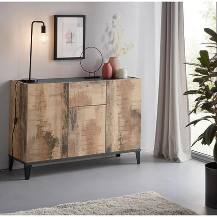 UNICORN Dresser wall unit rural modern high-gloss white brown Width 120 cm Depth 40 cm Height 82 cm