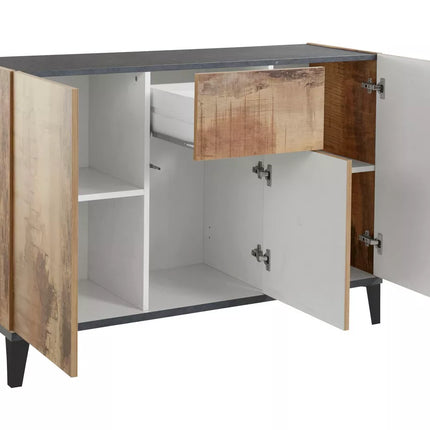 UNICORN Dresser wall unit rural modern high-gloss white brown Width 120 cm Depth 40 cm Height 82 cm