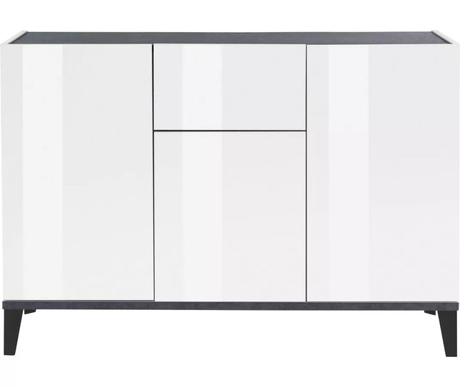 UNICORN Dresser wall unit rural modern high-gloss white brown Width 120 cm Depth 40 cm Height 82 cm