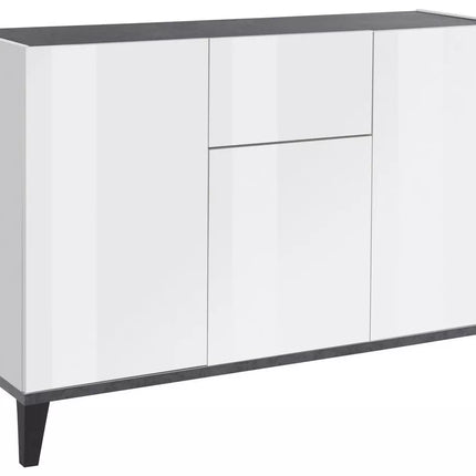 UNICORN Dresser wall unit rural modern high-gloss white brown Width 120 cm Depth 40 cm Height 82 cm