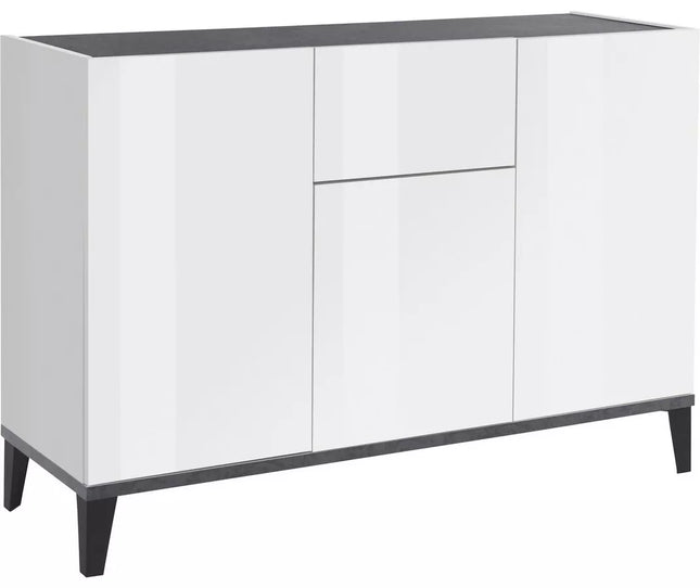 UNICORN Dresser wall unit rural modern high-gloss white brown Width 120 cm Depth 40 cm Height 82 cm