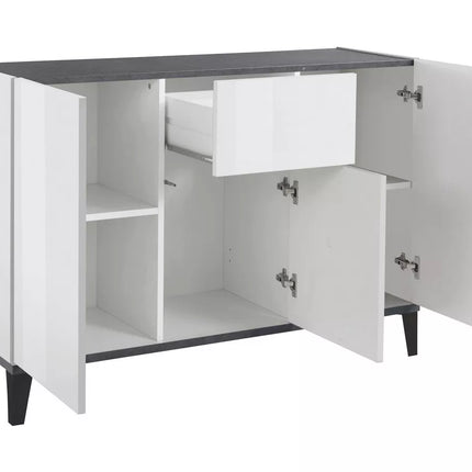 UNICORN Dresser wall unit rural modern high-gloss white brown Width 120 cm Depth 40 cm Height 82 cm