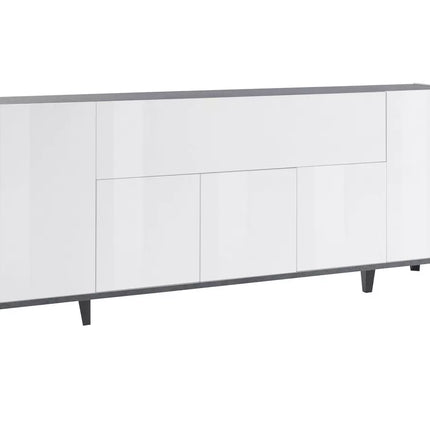 UNICORN Sideboard wall unit modern high-gloss white light brown dark gray Width 200 cm Depth 40 cm Height 82 cm