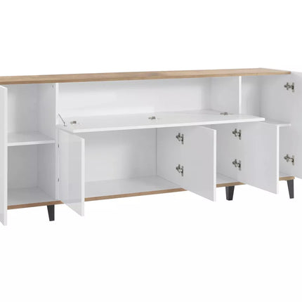 UNICORN Sideboard wall unit modern high-gloss white light brown dark gray Width 200 cm Depth 40 cm Height 82 cm