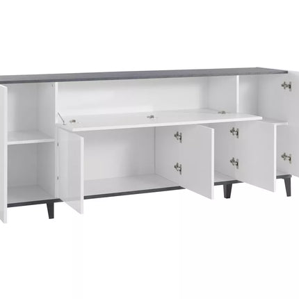 UNICORN Sideboard wall unit modern high-gloss white light brown dark gray Width 200 cm Depth 40 cm Height 82 cm