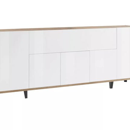 UNICORN Sideboard wall unit modern high-gloss white light brown dark gray Width 200 cm Depth 40 cm Height 82 cm