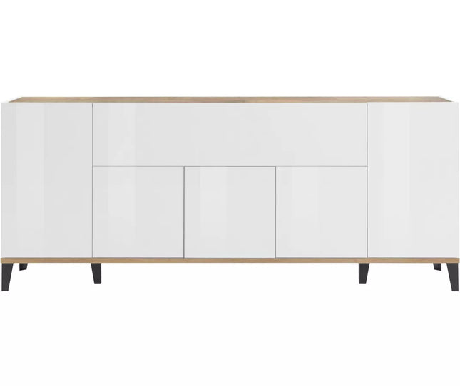 UNICORN Sideboard wall unit modern high-gloss white light brown dark gray Width 200 cm Depth 40 cm Height 82 cm