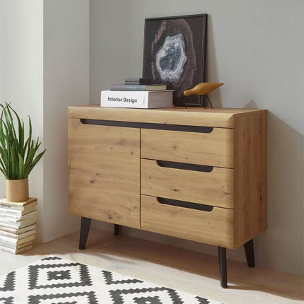 UNICORN Sideboard wall unit modern light brown wood look Width 107 cm Depth 40 cm Height 87 cm