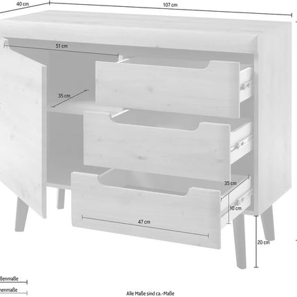 UNICORN Sideboard wall unit modern light brown wood look Width 107 cm Depth 40 cm Height 87 cm